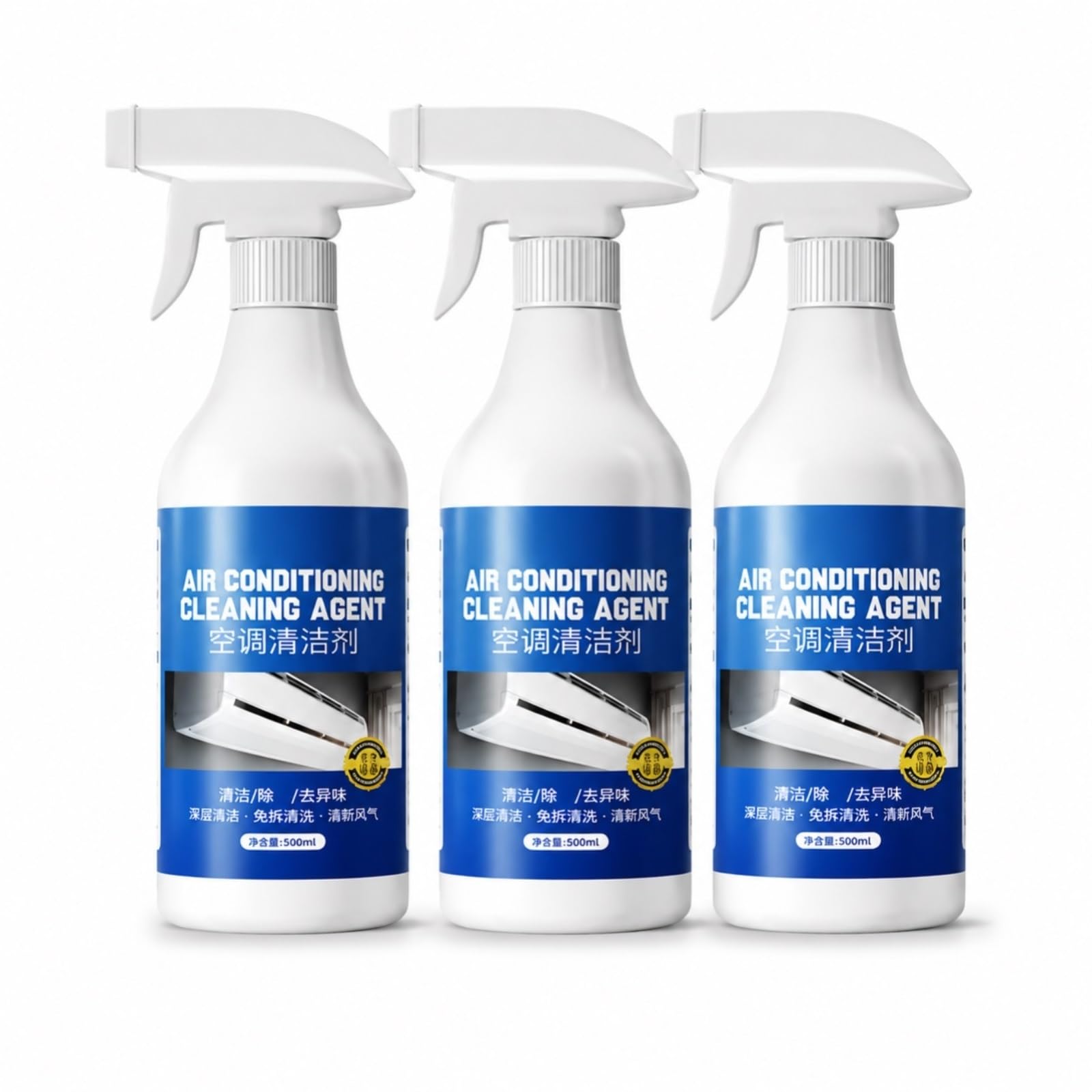 Limpiador for Aire Acondicionado En Spray, Espuma Profunda for Limpiar Las Bobinas, 500ml X 3, Fórmula Sin Enjuague, Aire Más Fresco, Descompone La Suciedad/El Polvo/La Grasa