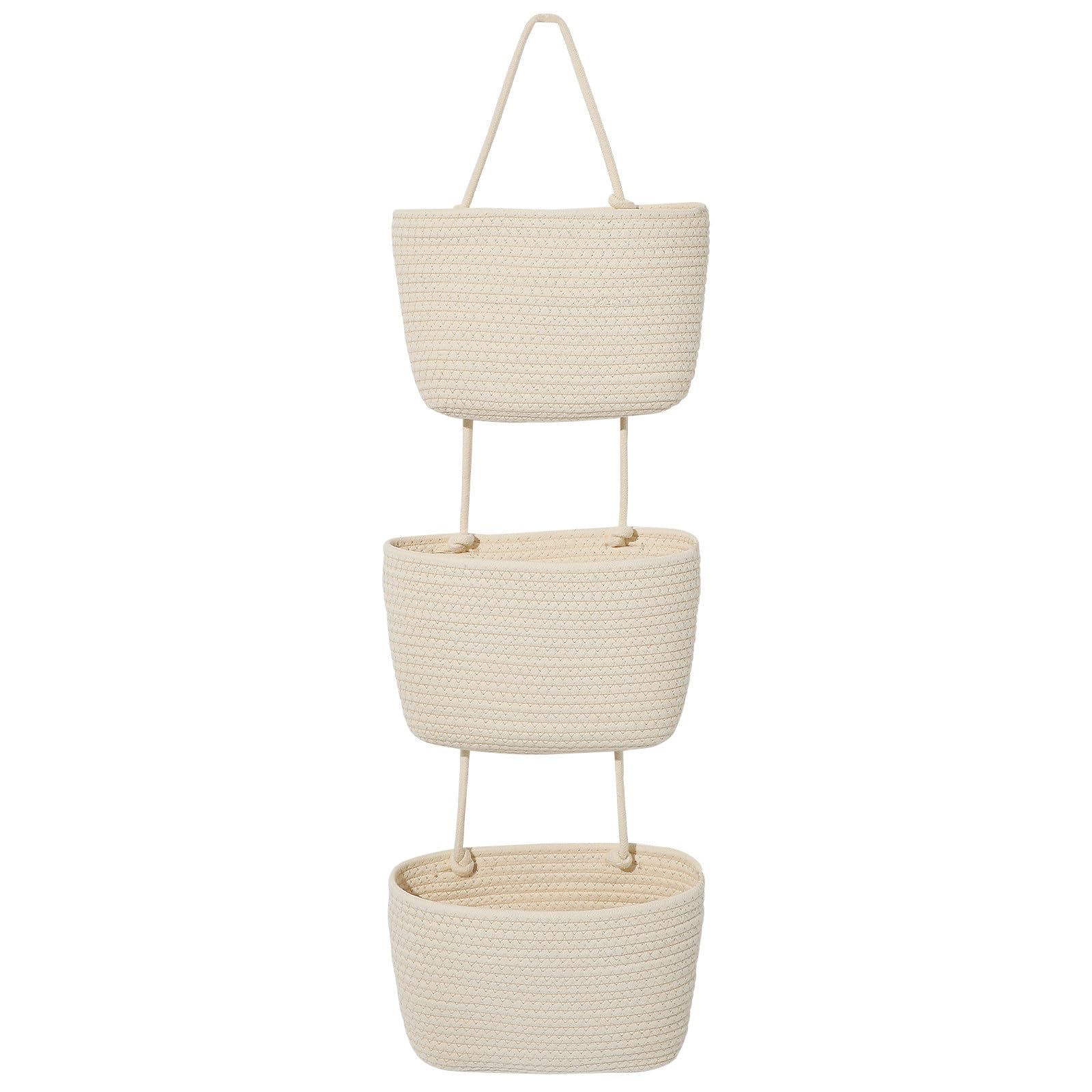 Panier mural suspendre en coton beige au design moderne et minimaliste