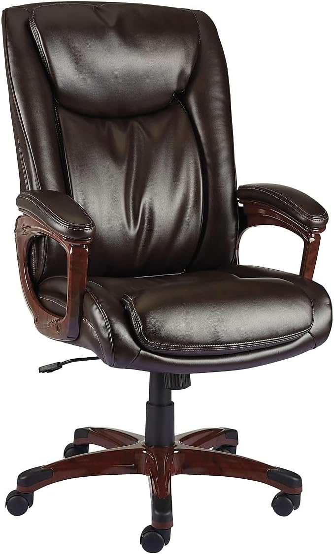 STAPLES 2263720 Westcliffe Bonded Leather Managers Chair Brown