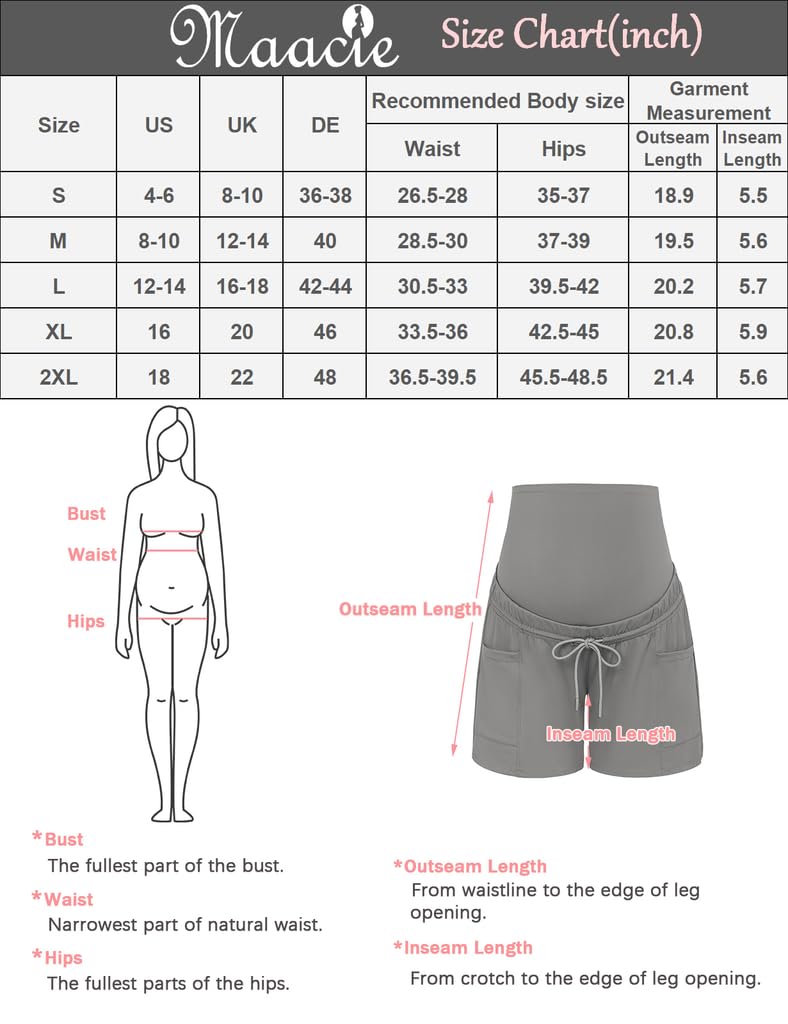 Maacie Pantalones cortos de embarazo con cordón para entrenamiento