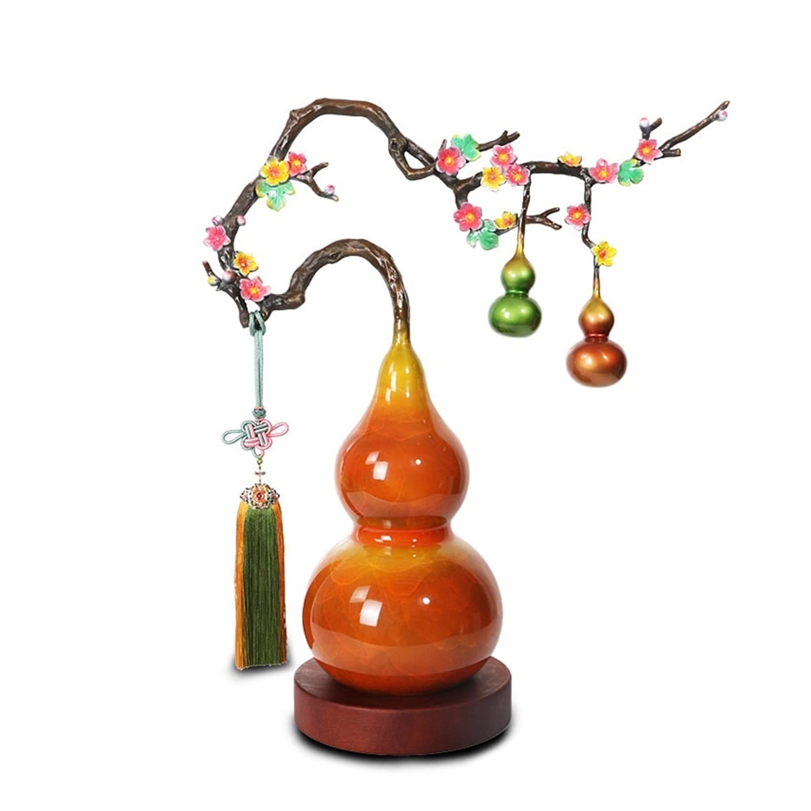 ZZlei2yu-12 Home Decor Ornament Pure Copper Wealth Gourd Ornaments Fulu Prosperity Decoration Entrance Living Room Office Decoration Colorful Ornament(39 * 21 * 59cm)