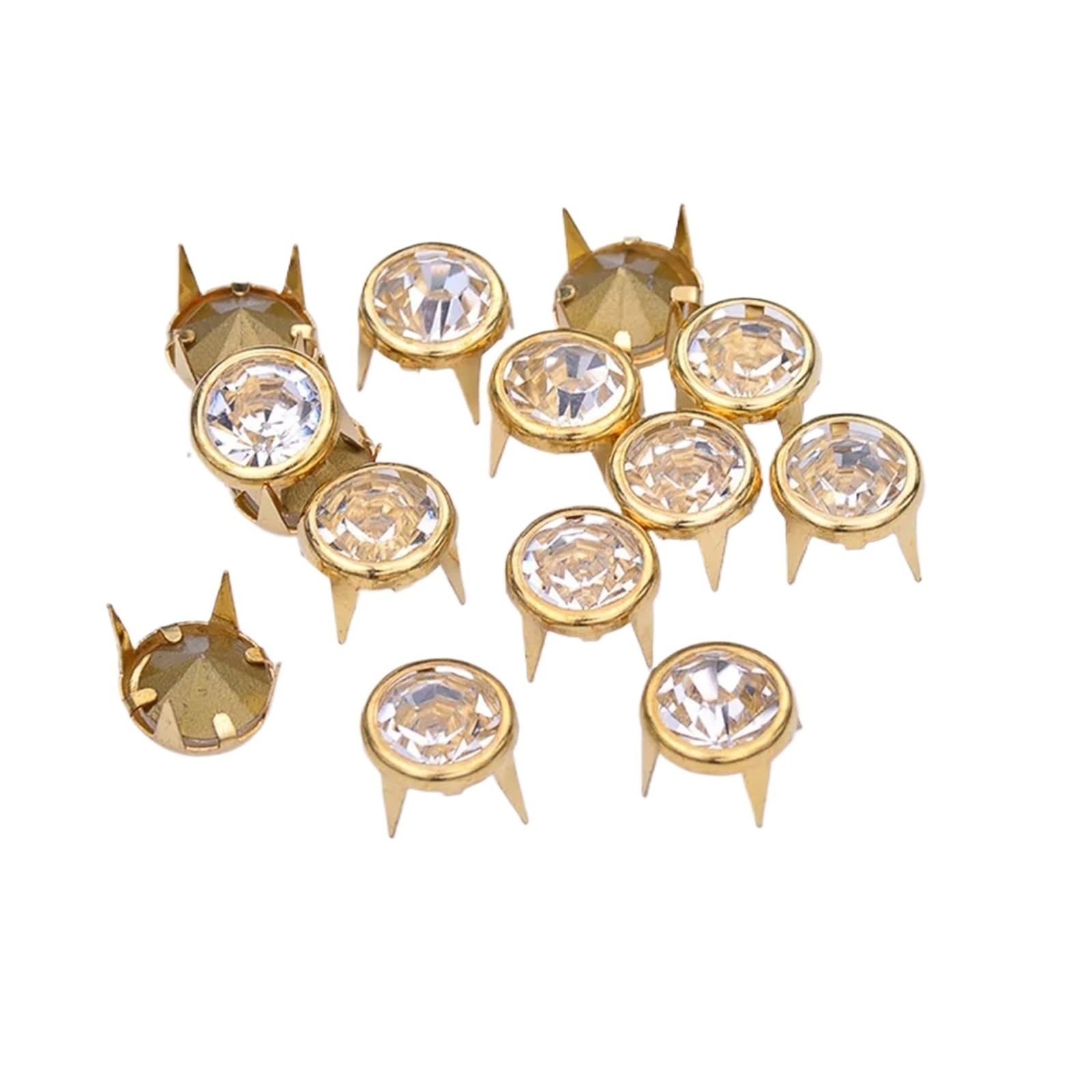 Fdzkrtvm Clear Metal Crystal Rivets, Crystal Painted Rhinestone Rivets Stud, 10Mm Multicolor Metal, 50 Pcs For Leather