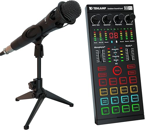 Paquete de equipo de podcast, mezclador de DJ con interfaz de audio todo en uno con micrófono E300S, soporte de micrófono, auricular de monitor,