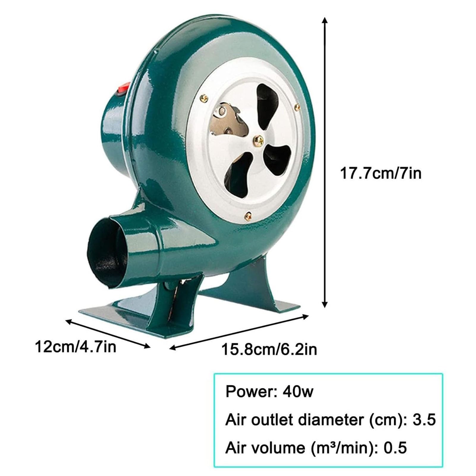 Ventilador eléctrico Manual para Barbacoa de Velocidad Variable - Soplador de carbón de forja de 220 V, silencioso, con manivela, Encendedor y excitador de Llama (40 W)