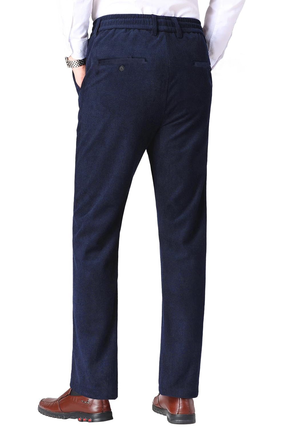 Pantalones de Deporte Hombre Pantalón de Pana de Negocios Casuales Pantalones de Oficina Pantalones de Chándal Cintura Elástica con Bolsillos