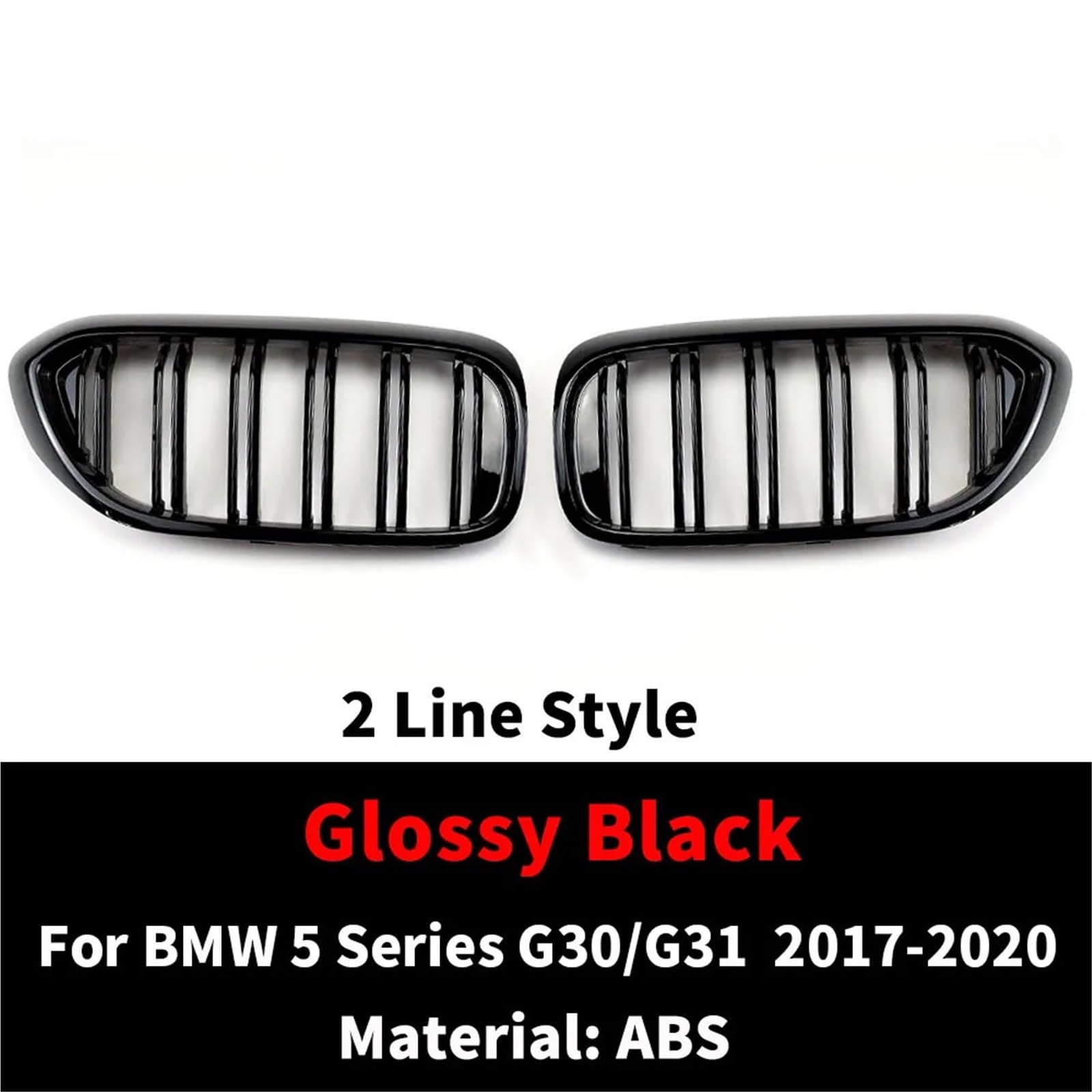 Przedni grill zderzaka pasuje do BMW serii 5 M5 G30 G31 520i 530i 540i ABS 2-Slat błyszczący czarny przedni grill nerkowy osłona chłodnicy