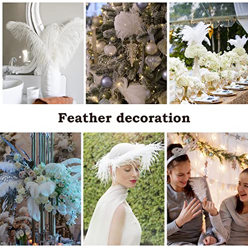 Newong 30Pcs White Ostrich Feathers Natural Bulk 9-12Inch(23-30Cm) Vase Craft Wedding Home Party Centerpieces Christmas Day Decoration #TOP4
