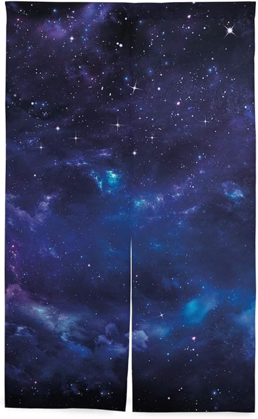 Amazon Eilanna 間仕切りカーテン 宇宙のイラスト夜の時間宇宙星と星雲銀河の遠い部分 おしゃれ 間仕切り遮光 飾り付け 装飾 玄関 キッチン リビング 店 出入り口 突っ張り棒付き 86 143cm のれん オンライン通販