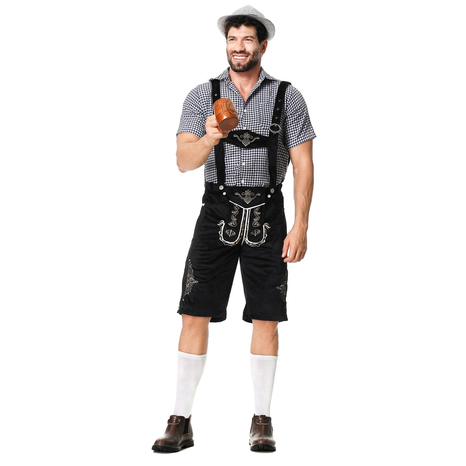 Pantalones de piel para hombre, Oktoberfest, traje de verano, incluye pantalones de chándal cortos, pantalones cortos de moto, pantalones bávaros, de piel, elegantes, para traje regional