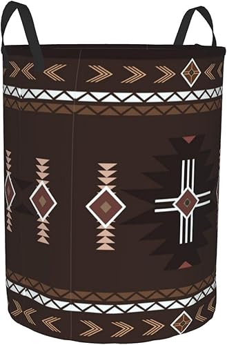 Miniatura 2 de Cesta de lavandería étnica bohemia nativa americana, color marrón, azteca, impermeable, plegable, con asa duradera, cesta de almacenamiento