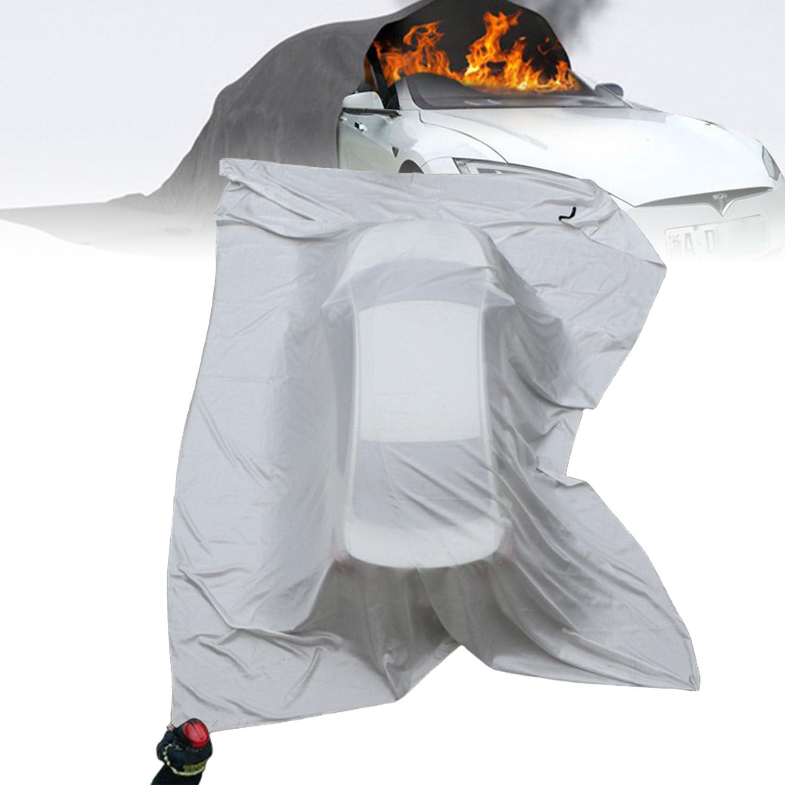 Manta ignífuga de Emergencia para Coche, Mantas de Fibra de Vidrio para extinción de Incendios, Manta extintora de Seguridad de Silicona de Doble Cara Grande para Supervivencia en Caso 6x8m