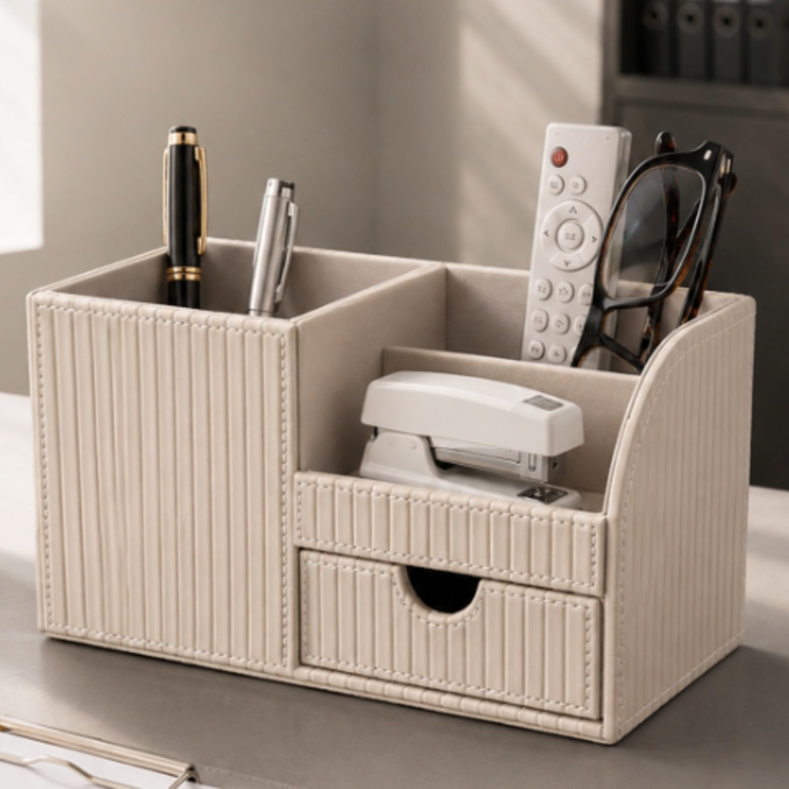 Colcolo Organizador con Compartimentos | Organizador Escritorio con Cajones, Compacto, Portalápices Cajonera, para oficina en Casa, Profesionales, Estudiantes, Marrón