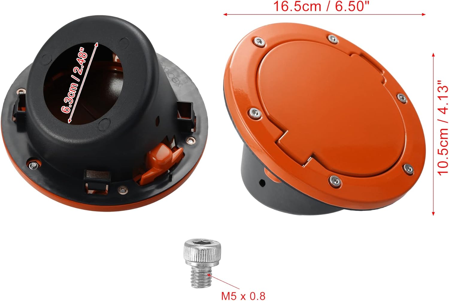 X AUTOHAUX Orange Aluminum Alloy ABS Gas Fuel Tank Cap Cover for Jeep Wrangler 2007-2017 JK 2018 Locking Fuel Filler Cover Accessories