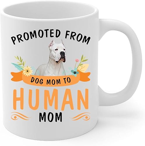 Miniatura 2 de Lovesout Promoted from Standing Dogo Argentino Dog Mom to Human Mom Coffee Mug White Ceramic Cup 11oz