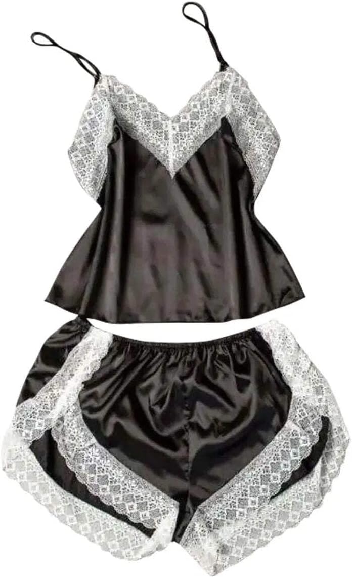 Love Salve Babydoll Cami Lingerie Sleeveless Nightwear for Women - PJ Pajama Camisole Silk Sleepwear (Gray, Large)