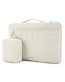 13-14 inch Laptop Case with Handle, Puffy Padded Laptop Bag Sleeve for Women, Portable MacBook Air/Pro Case Compatible with Dell, HP, Lenovo, ASUS, Acer, Huawei Computer, Beige