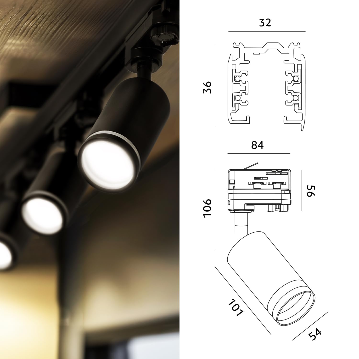 NEXTRACK 3-Phasen-Schienen-Set 6x GU10 LED-Lampe 2m Schienensystem Schwarz
