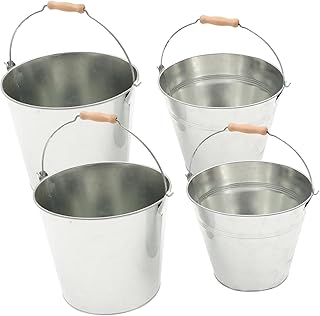2pcs metal fireplace ash bucket buckets with lids metal pail with lid indoor metal container with lid coal ash bucket Ash Carrier Coal Holder iron