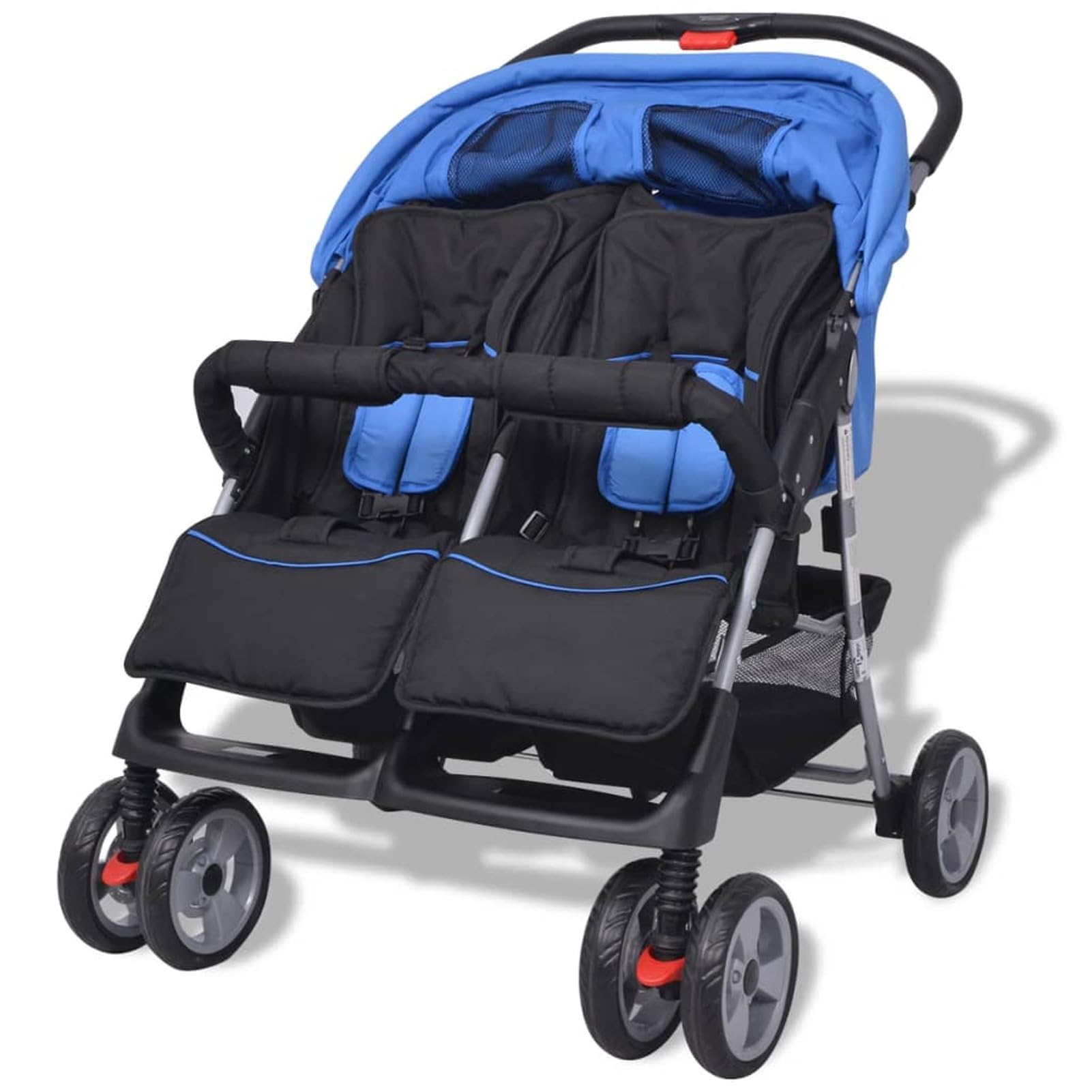 Passeggino Gemellare in Acciaio Blu e Nero,Bebè e bimbi,Trasporto bebè,Passeggini-10109