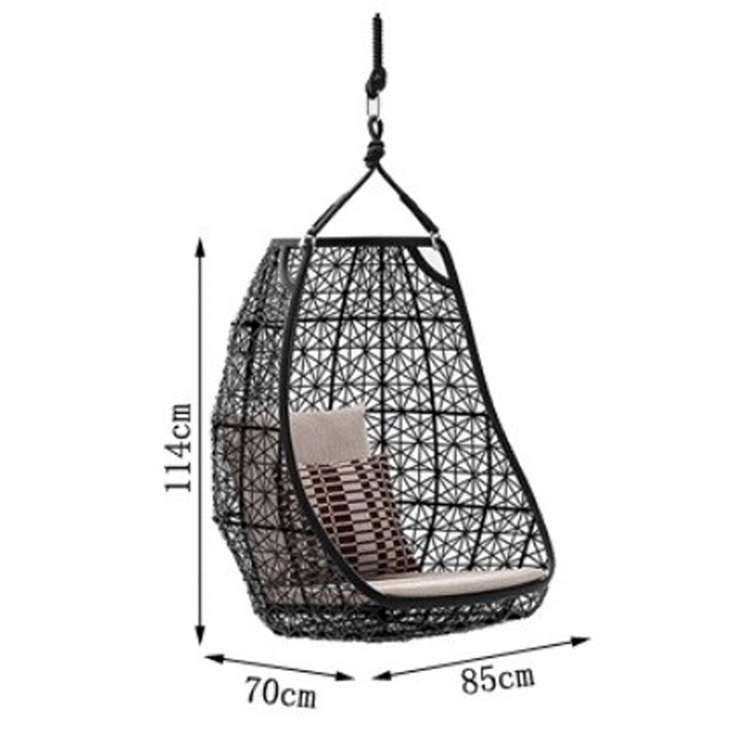 Outdoor-Hängesessel mit UV-beständigen Kissen, PE-Rattan, Schaukelkorb, Stuhl für drinnen und draußen, Garten und Balkon, Weiß