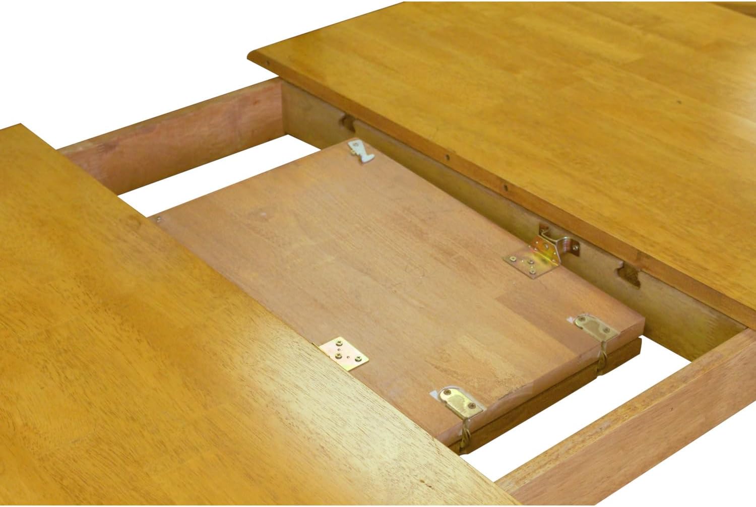 HomeStock 48-60" Rectangular Extendable Butterfly Leaf Dining Table, Light Oak Solid Wood, Seats 4, 6