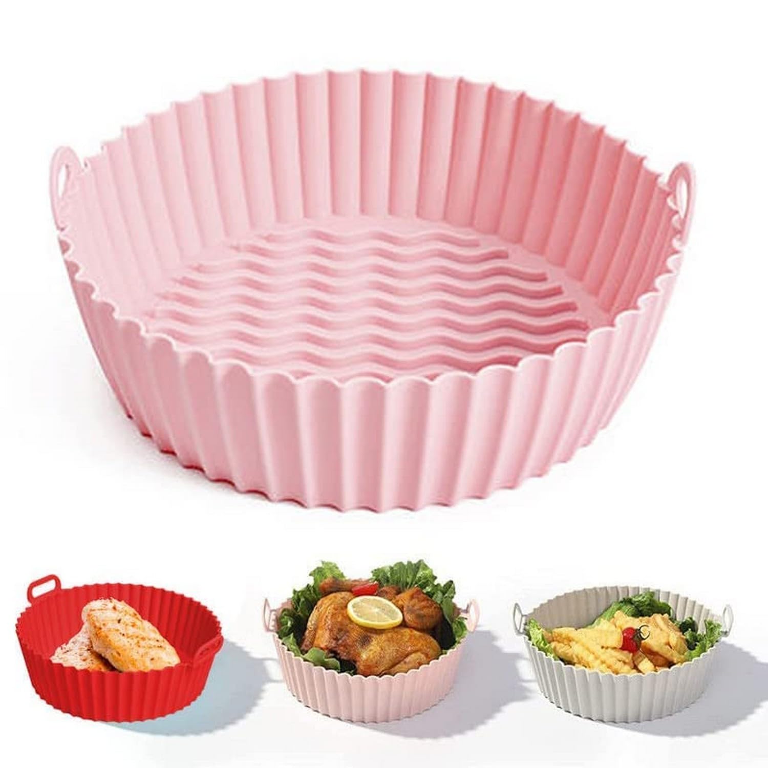Krishna Zone 1-Pack Silicone Air Fryer Liner 6.5 inch Reusable Air Fryer Silicone Basket Heat Resistant Easy Cleaning Air fryers Silicone Pot Round for 17cm Air Fryer Oven Accessories.-image-23