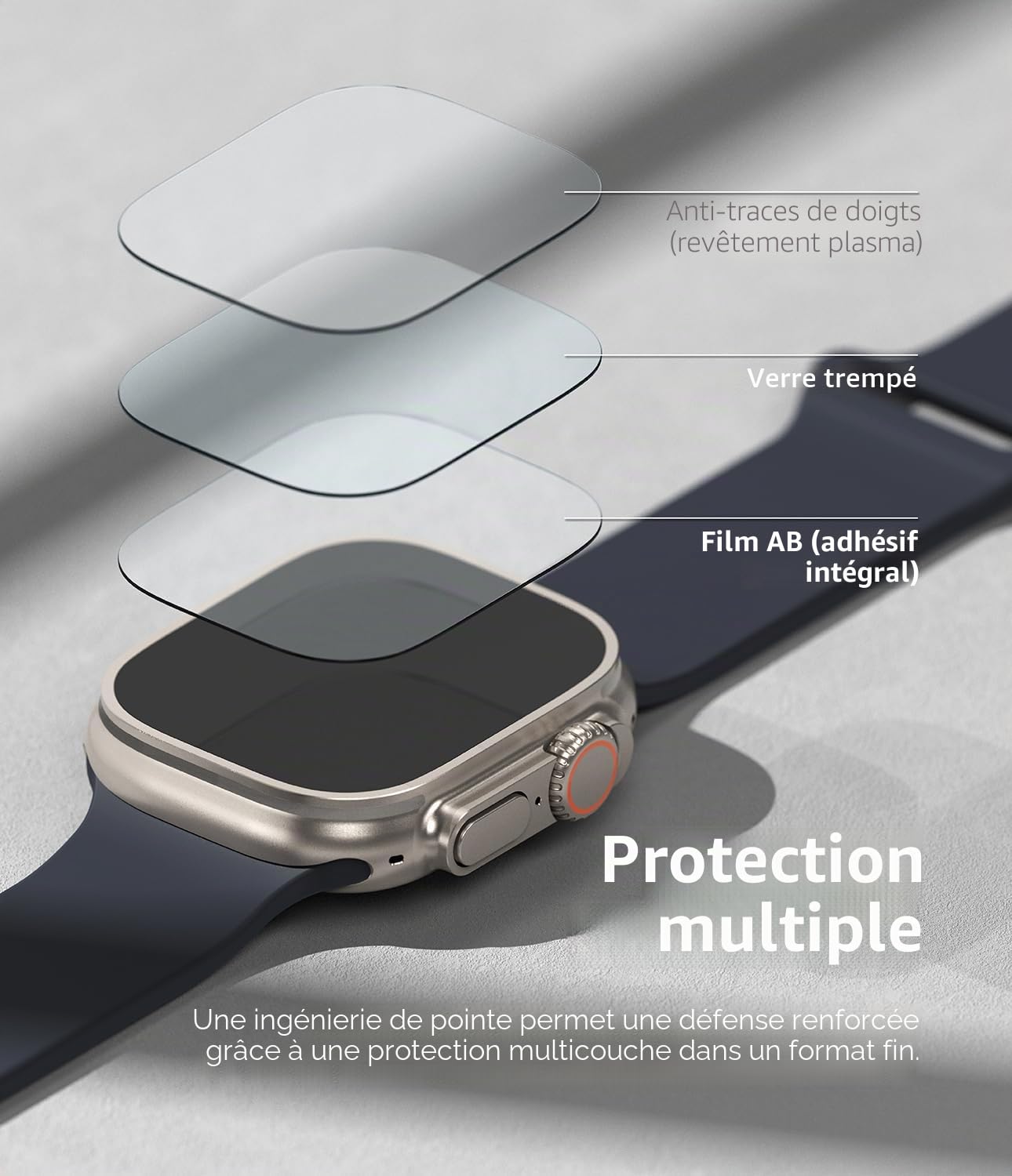 Ringke Verre Trempé Compatible avec Apple Watch Ultra 3/2 / 1 49mm [Tempered Glass] [4 Pack] Protecteur d'écran Taille Exacte Transparent Anti-Rayures 9H Dureté