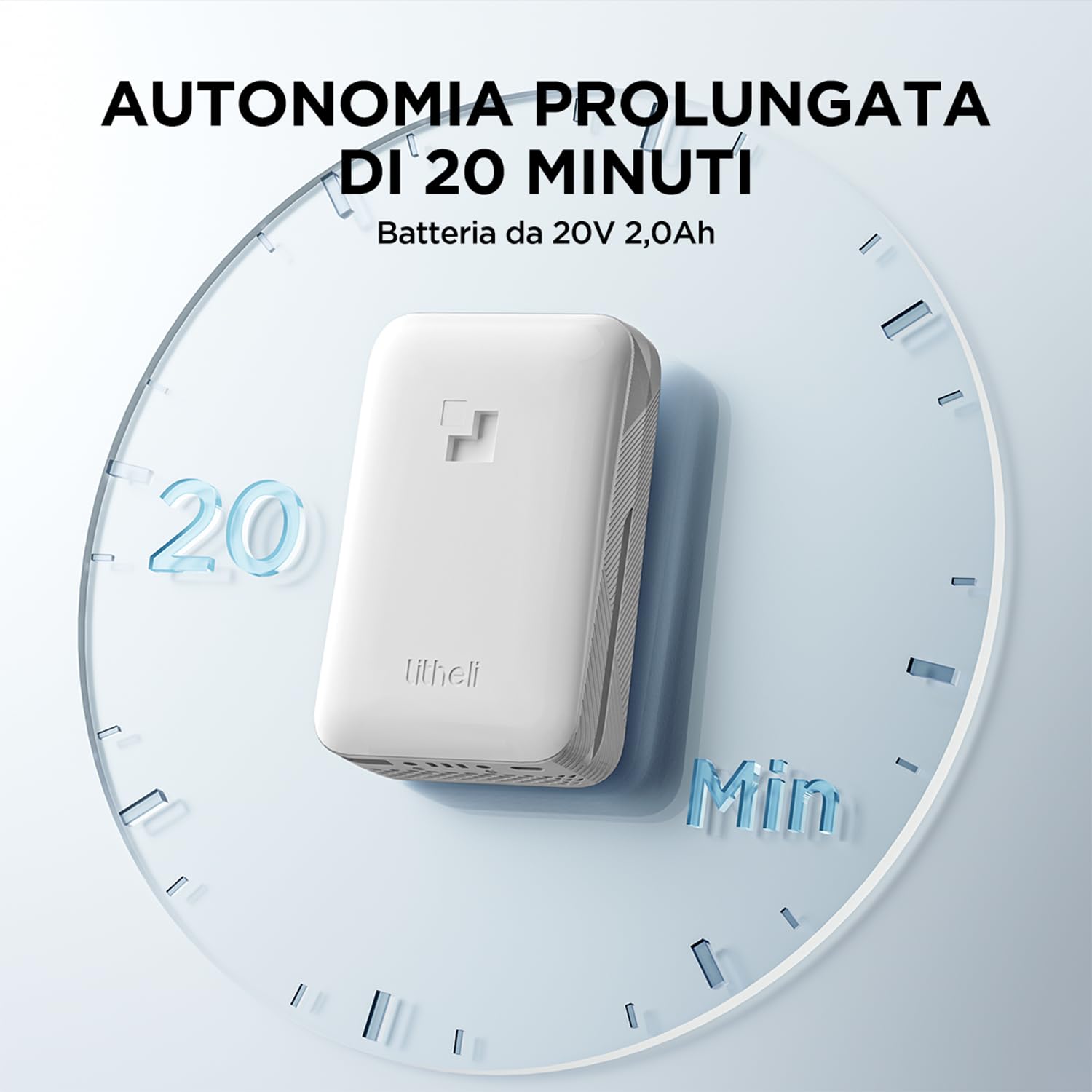 Litheli Soffiatore a Batteria,137 km/h, 604 m³/h, Raccogli Foglie da Giardino con Batteria 20V 2.0AH, Design Leggero,Doppia Velocità