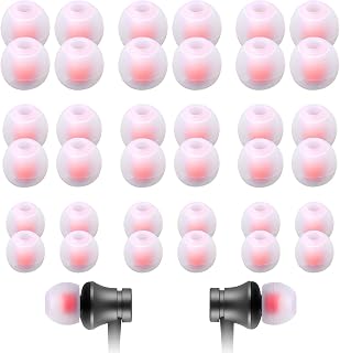 PROUSKY Earbud Replacement Tips, 36 Pieces Replacement Earbuds Tips Headphone Silicone Tips Noise Isolation Cover Noise Cancelling Earphones, for 4.5mm to 6mm Headphones, Transparent Red