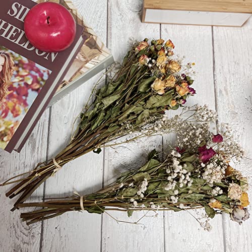 Flores secas con tallo, ramo de 16 pulgadas miniatura 2