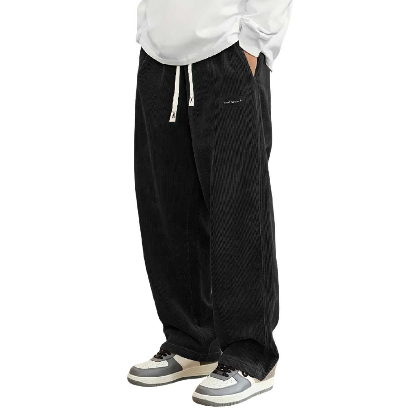 Pantaloni Casual da Uomo in Velluto a Coste con Morbido Pile per Il Comfort Invernale e Pantaloni alla Moda dalla vestibilità Rilassata per Tutti i Giorni/1