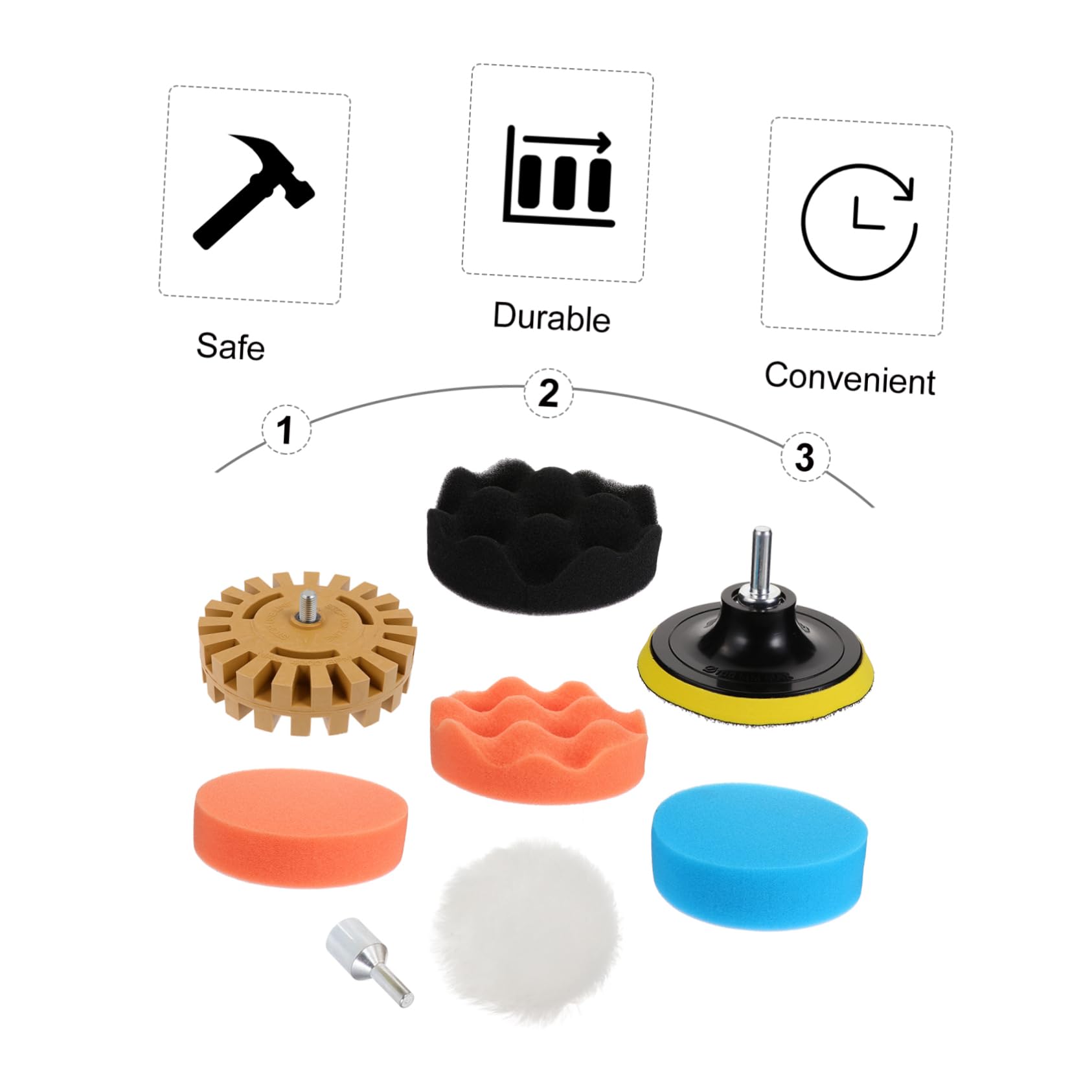 Kit Ruote Rimuovi Adesivi Gomma 8 Pezzi per Decalcomanie Auto | Disco Raschietto per Vinile e Nastro, Adatto a Barca e Auto, Set in Spugna Accessorio Lucidante Colore Casuale