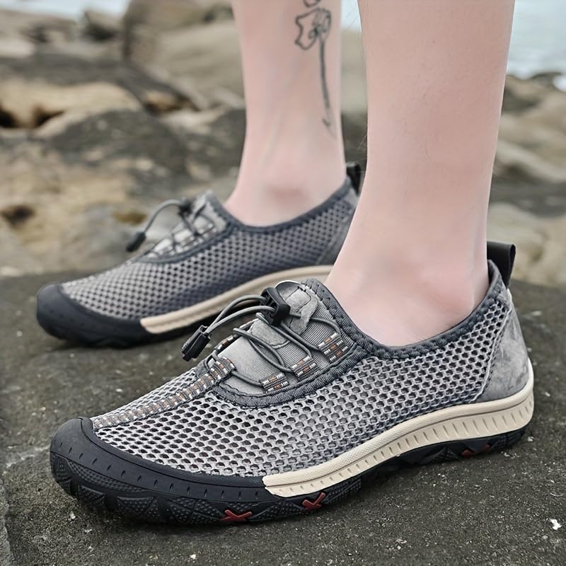 [Breathable Men's Sandals] Comfy Breathable Men's Sandals - Solid Color Slip On Adjustable Buckle Shoes - Non Slip Rubber Sole Durable Beach Water Shoes for Summer4