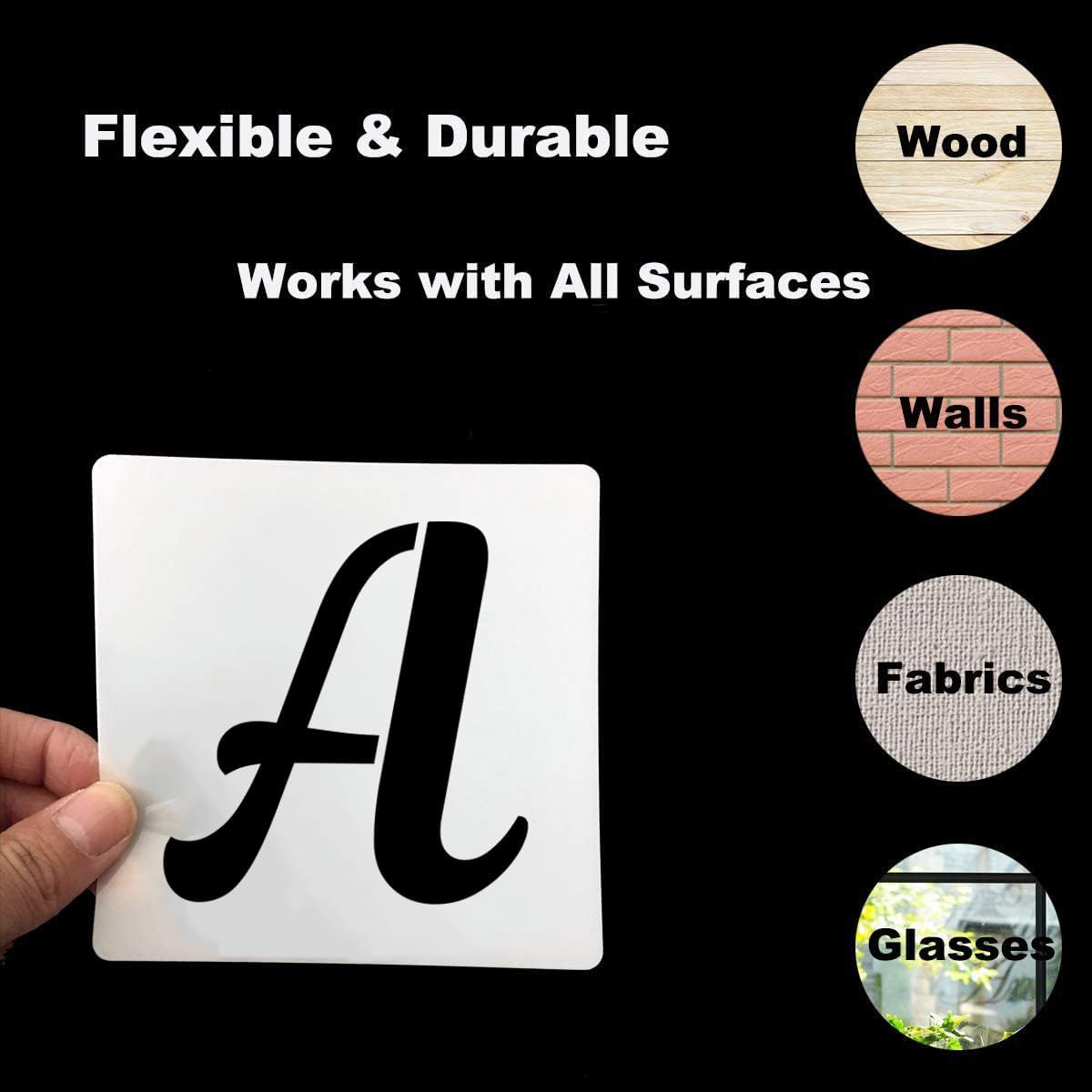 2.5 Inch Letter Stencils for Painting - 70 Pack Alphabet Letter and Number Stencil Templates with Signs for Painting, Reusable Cursive Alphabet Stencils for Chalkboard Wood Crafts & Wall Decor