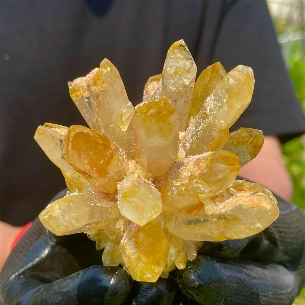 Yellow Phantom Crystal Cluster Decorative Ornaments (Size : 200-250g)