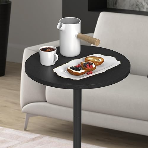 Miniatura 4 de Mesa auxiliar redonda pequeña, mesas de bebidas para espacios estrechos, soporte de mesa auxiliar de pedestal para sala de estar, mesita de noche