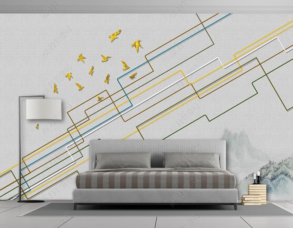 Papier peint intissé géométrique 400x280 cm pour grand mur de salon