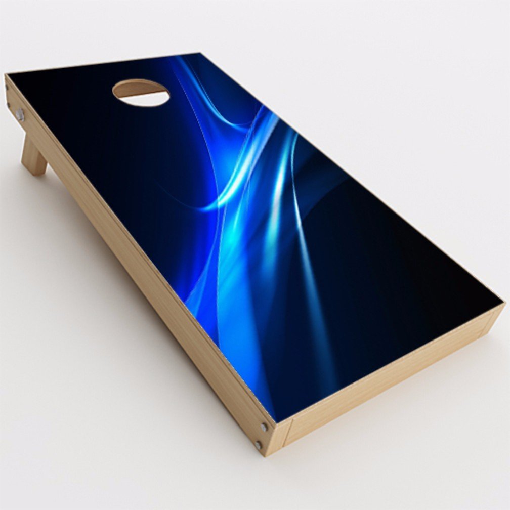 Skin Decal Vinyl Wrap for Cornhole Game Board Bag Toss (2xpcs.) / blue curves, soundwaves