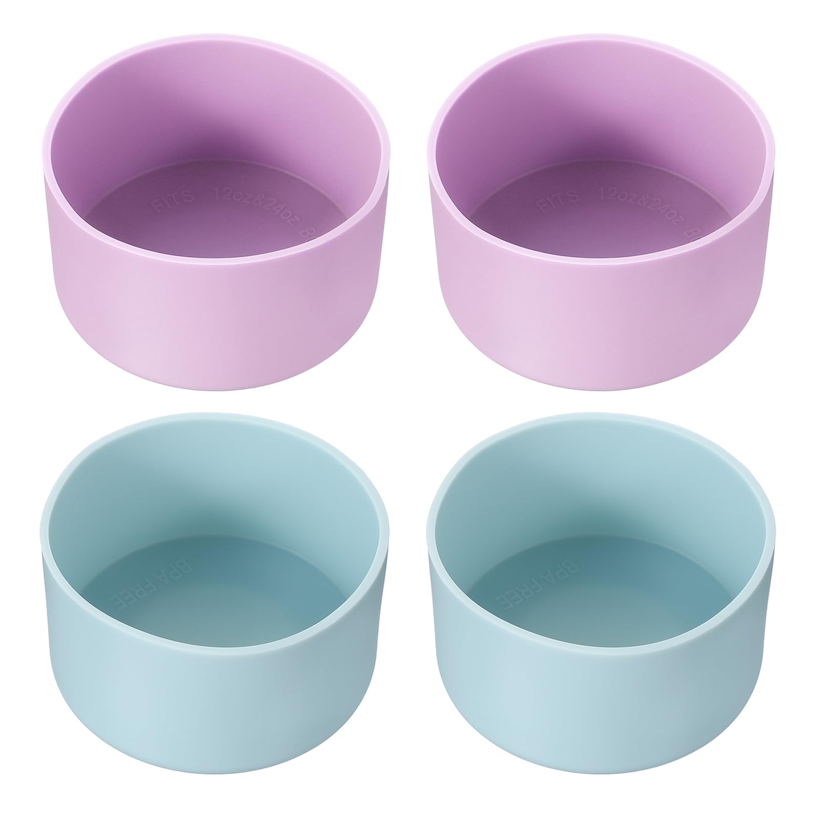 PATIKIL Silicone Boot for Tumbler Boot, 4Pcs Bottom Sleeve Protector Anti-Slip Protective Sleeve for Water Bottle Car Travel Cup, Light Blue/Purple