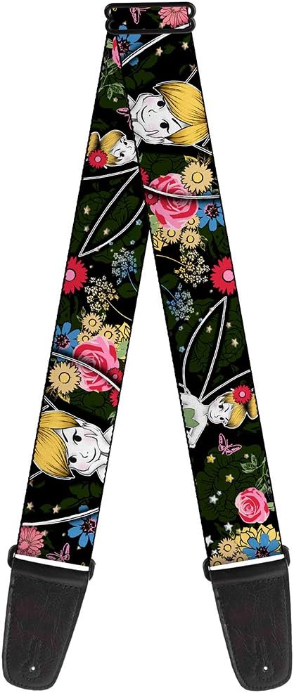 Buckle-Down Guitar Strap - Tinker Bell Poses/Sleeping Floral Collage - 2" Wide - 29-54" Length