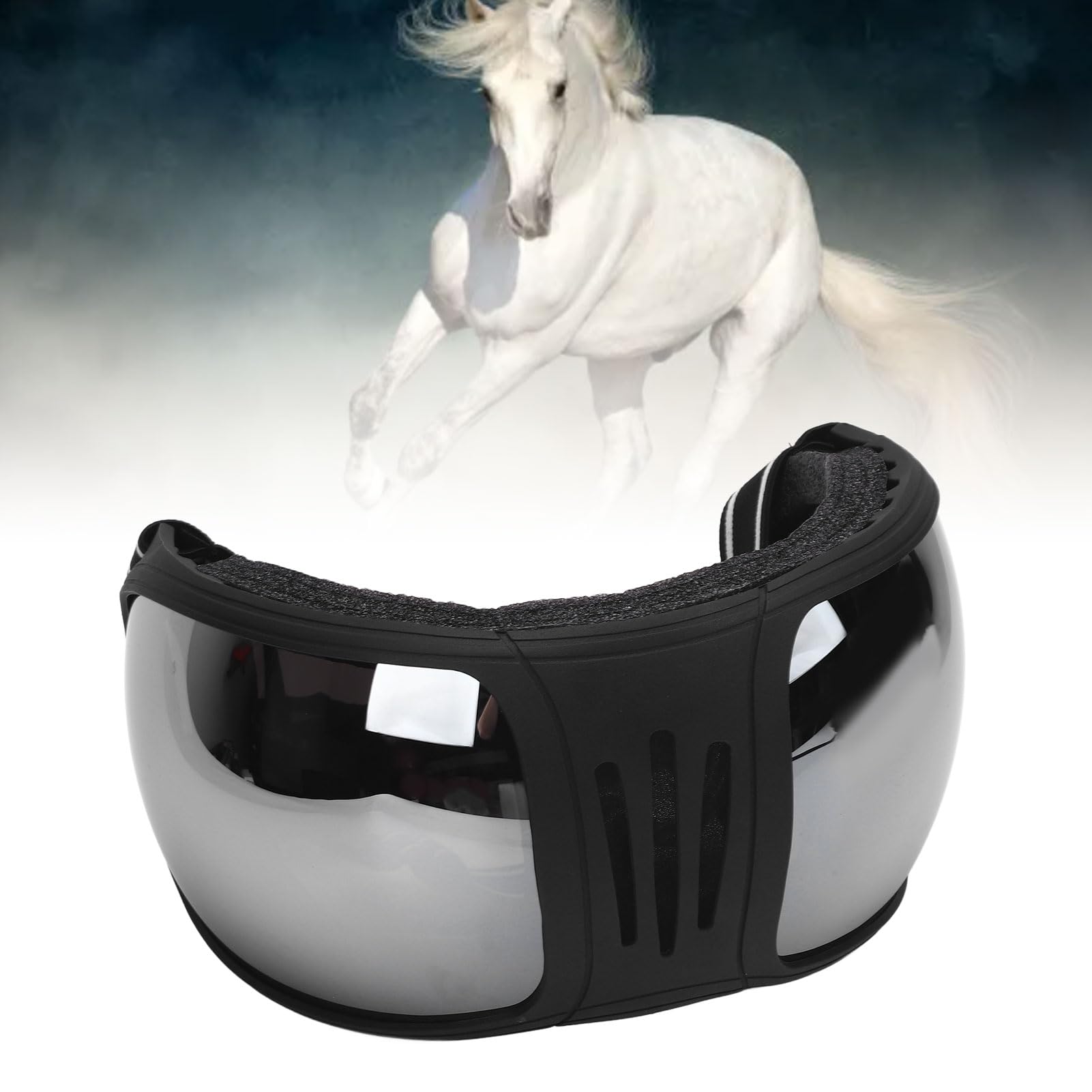 Socobeta Gafas para Caballos, Material Plástico Correa Ajustable Diseño Protector Gafas Deportivas para Caballos para Suministros de Arneses