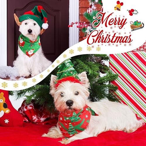 Image of Abbylike 50 Pcs Christmas Dog Bandanas Bulk, Snowman Santa Snowflake