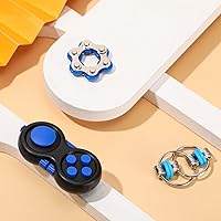 Vista 5 de Gejoy Juego de 3 juguetes antiestrés para adultos, juego de almohadilla de control de mano con seis rodillos, cadena giratoria, cadena para autismo