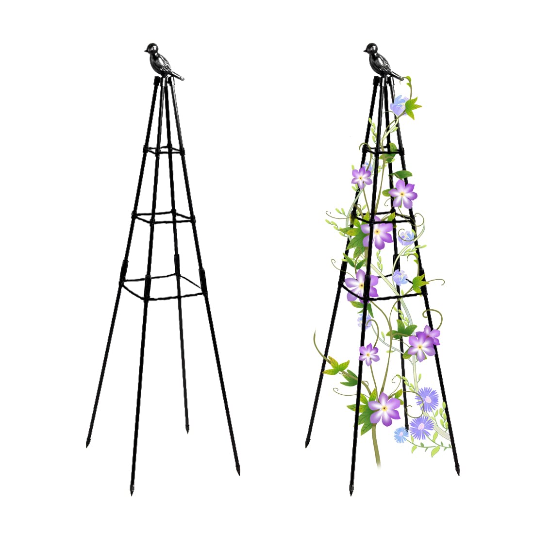 Garden Trellis, 47" Plant Trellis for Potted Plants Flowers Vegetables and Vines,Tomato Cage Tower,Garden Obelisk Trellis,Plant Support Stand for Climbing Plants Outdoor and Indoor, Pack of 2