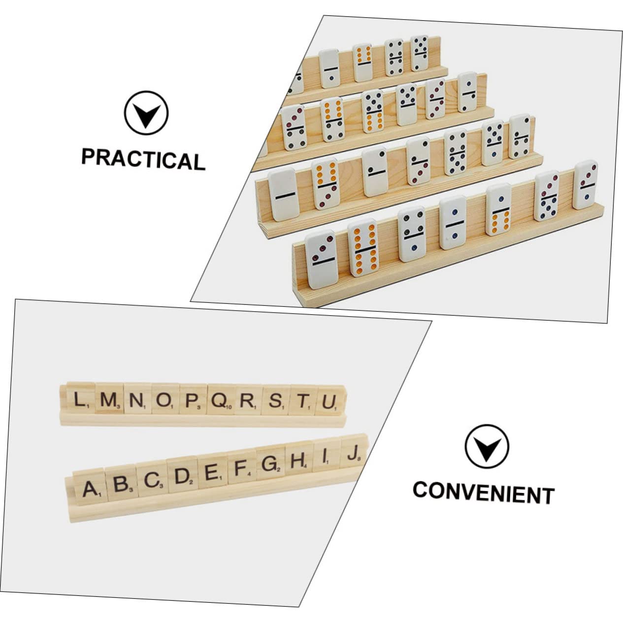 VICASKY 4pcs Base DIY Accessory Home Decoration Domino Tile Tray Home Accessories Tablescape Decor Domino Holders Trays Card Holder Stand Desktop Stand Wood Base Ornaments Wooden