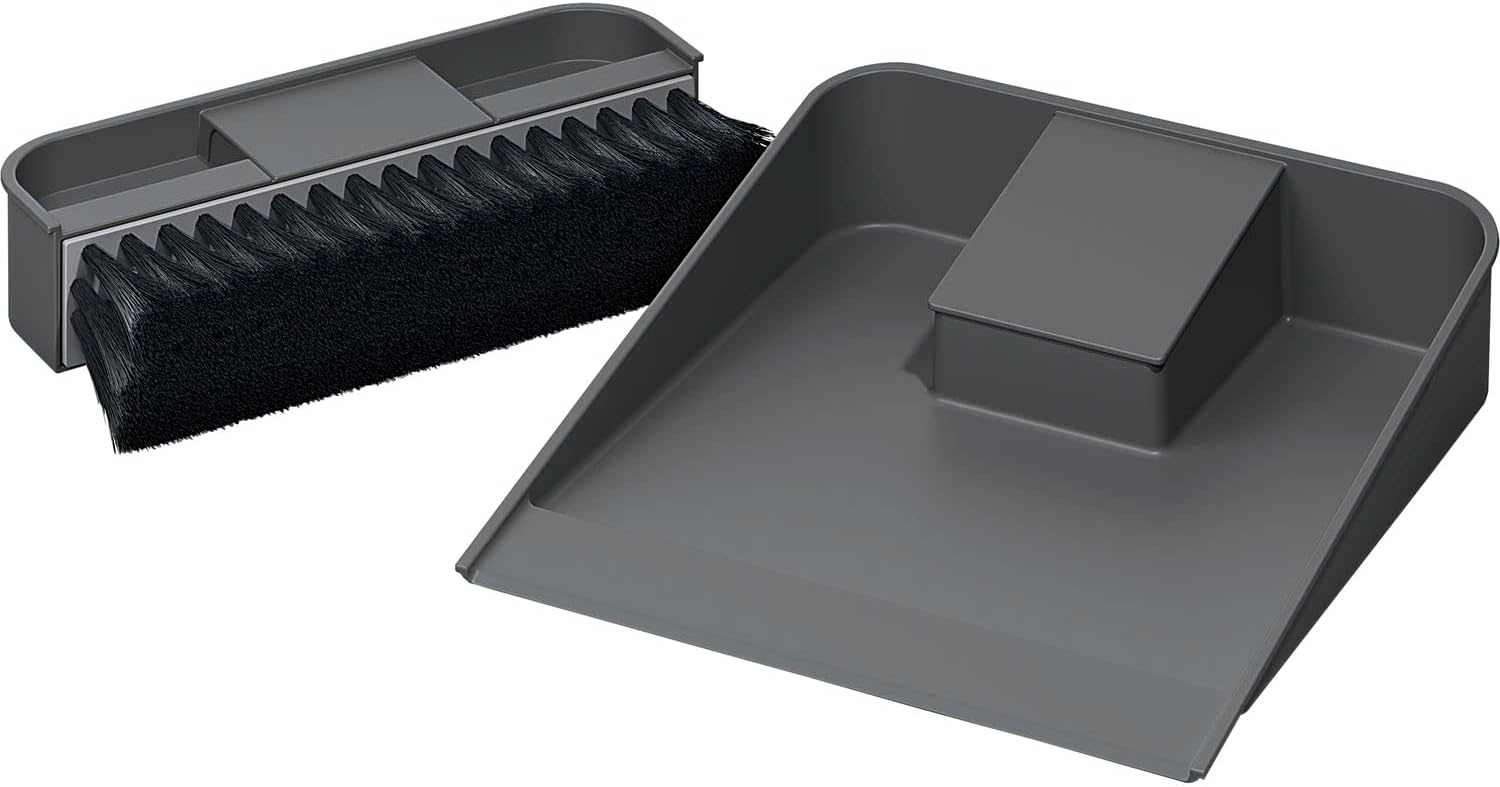NINKA Eins2top 5006.90 41514 Dustpan and Hand Brush Set Small for Built-in Bin Plastic Dark Grey Silver