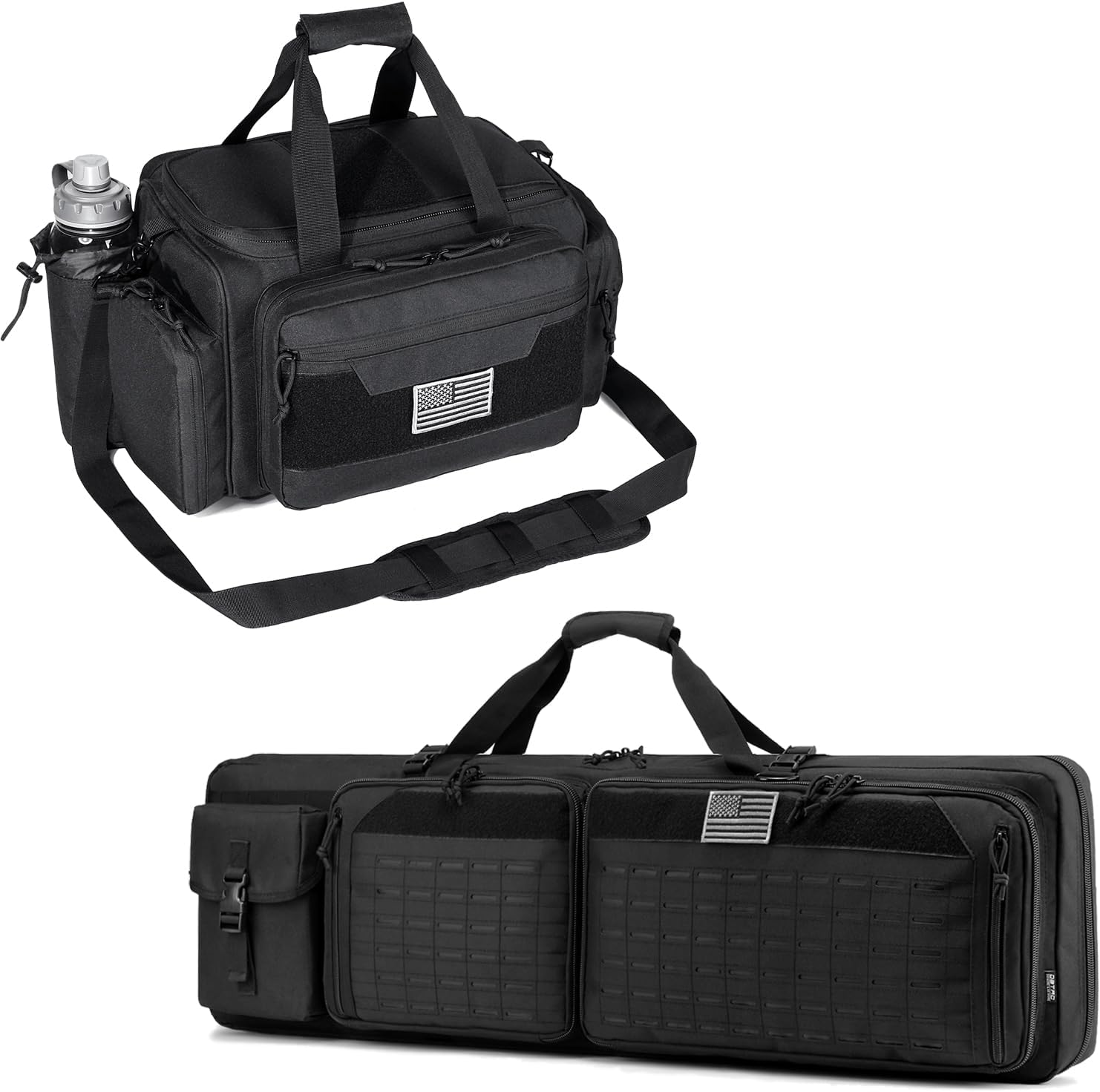 DBTAC Tactical Double Rifle Bag 36" + Tactical Upgraded Specialist Range Bag (Black)
