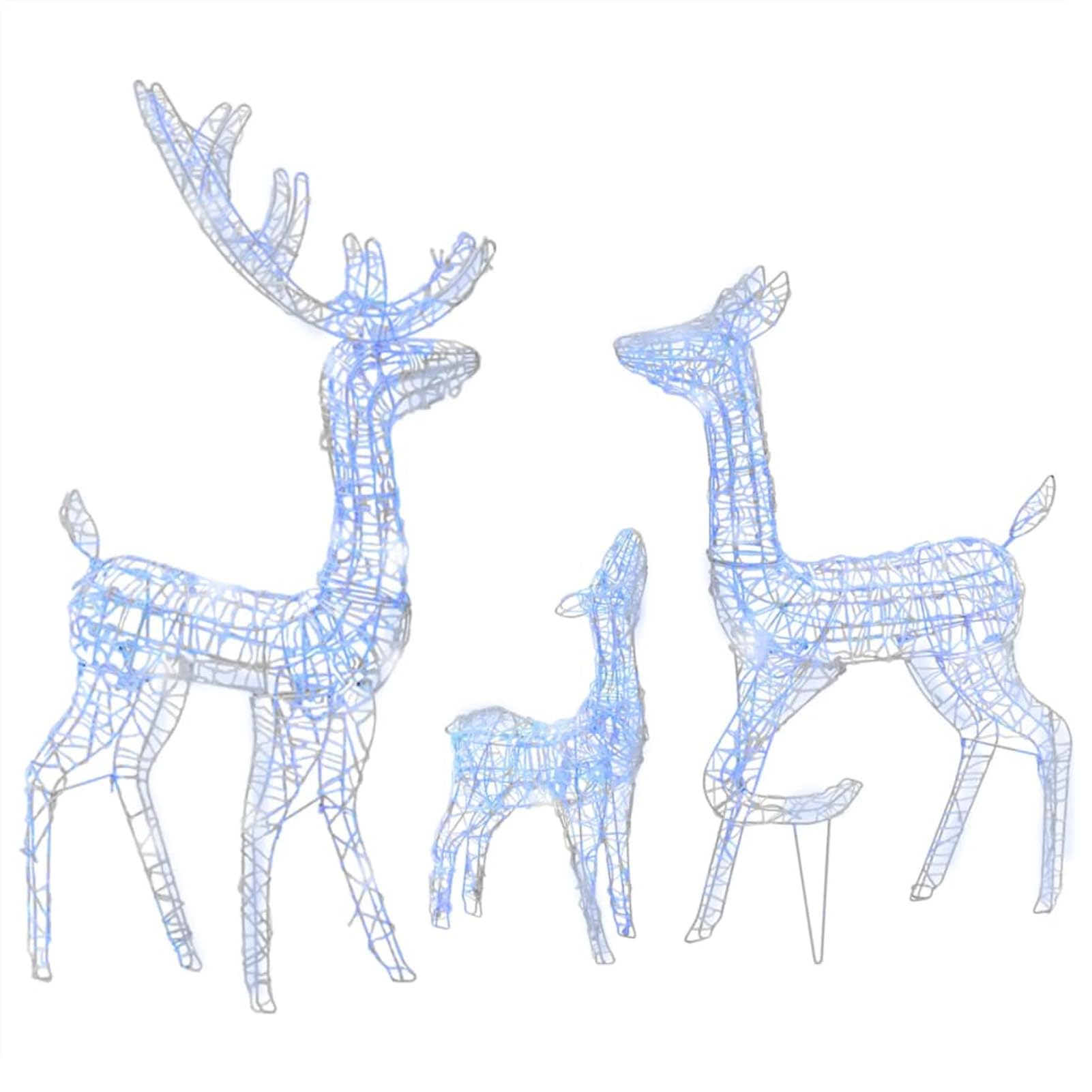 Festnight Rentier Familie Beleuchtet Aussen,LED-Rentier-Familie Weihnachtsfiguren Beleuchtet Aussen,Beleuchtetes Weihnachts Rentier 300 LEDs Blau,Weihnachtsdeko Aussen,Rentier Weihnachtsdekoration