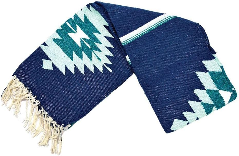 Mexican Thunderbird Blanket – Authentic Handwoven XL Southwestern Blanket with Eagle Design, Stylish Home Decor, Perfect for Yoga, Wall Tapestry & Throws (Blue)