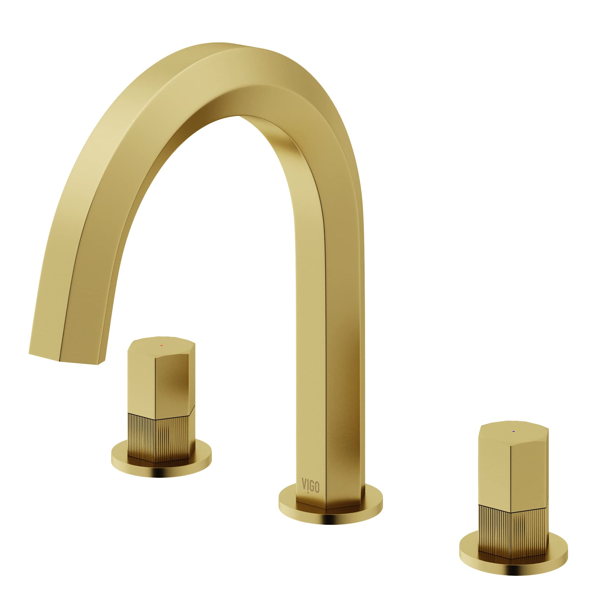 VIGO Hart 9'' H Two Handle Three-Hole Widespread Bathroom Faucet in Matte Brushed Gold-VG01303MG